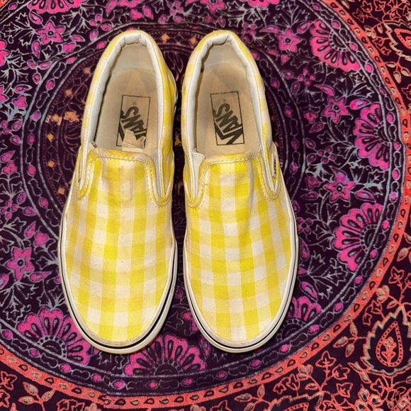 Vans Yellow Checkered Slip-On Sneakers - Picture 7 of 9